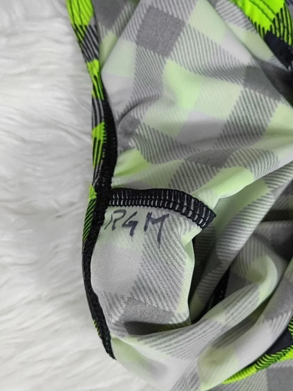 Weissman Neon Lime Green Plaid Halter Leotard Dancewear Costume, Child Medium